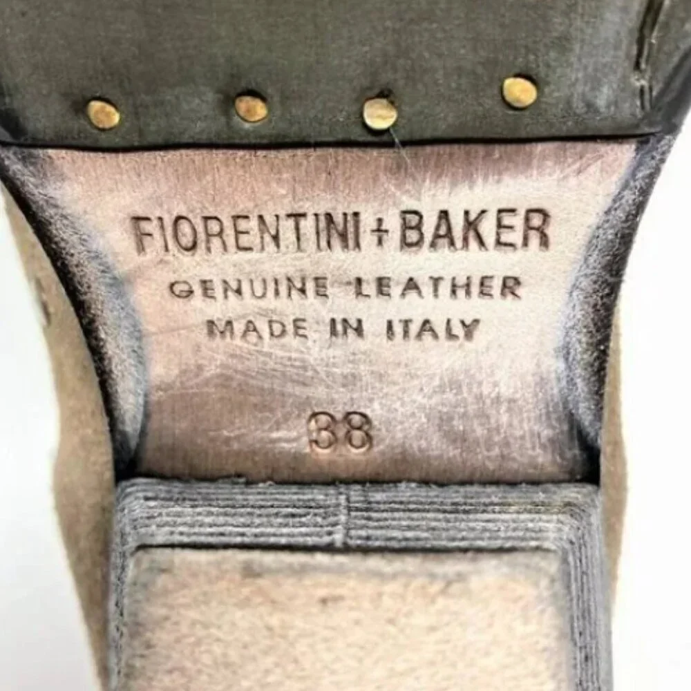 Fiorentini + Baker Suede Studded Zip Ankle Boots - Size 7.5 EU 38